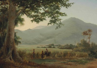 Personajes discutiendo al borde de un camino de Camille Jacob Pissarro